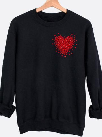 3D Mini Hearts Pocket Graphic Sweatshirt