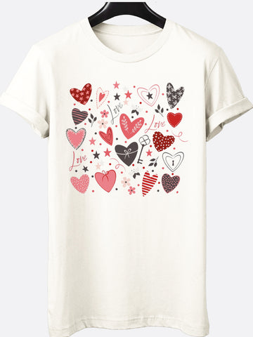 Boho Hearts Collage Graphic Tee