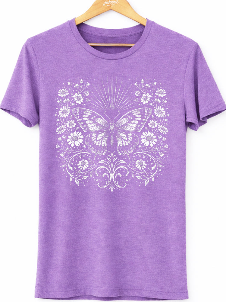 Vintage Floral Butterfly Graphic Tee