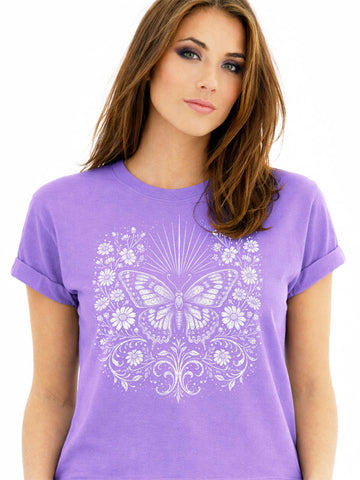 Vintage Floral Butterfly Graphic Tee