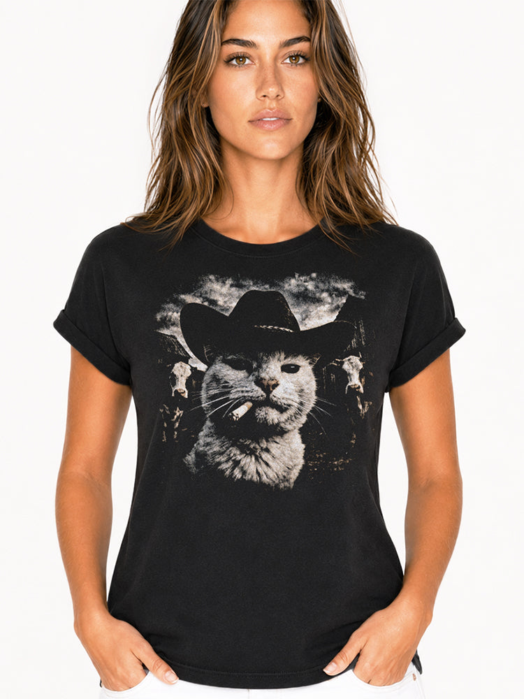 Cowboy Cat Selfie Graphic Tee