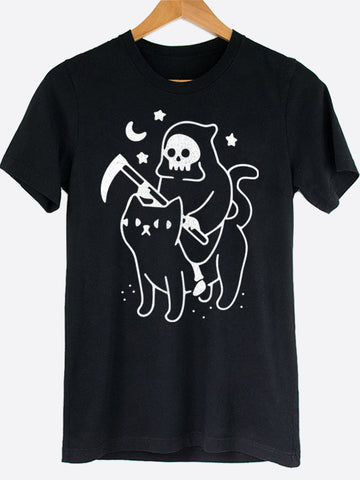 Death Riding Cat Graphic Tee