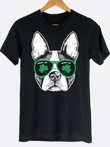 Dog With Shamrock Shades Graphic Tee