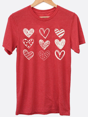 Doodle Hearts Graphic Tee