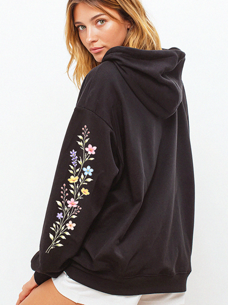 Floral Sleeve Hoodie