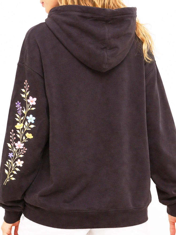 Floral Sleeve Hoodie