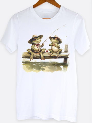 Frogs Fishing Graphic Tee