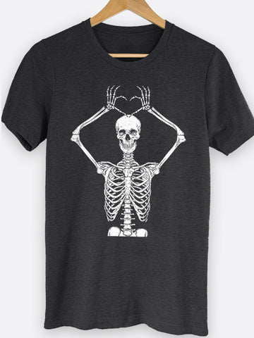 Hand Heart Skeleton Graphic Tee