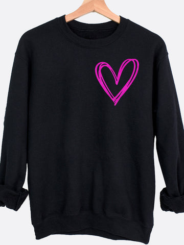 Heart Outline Pocket Graphic Sweatshirt