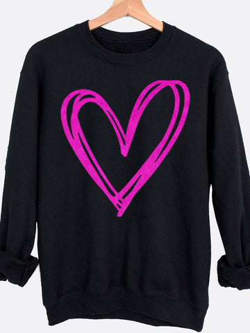 Heart Outline Graphic Sweatshirt