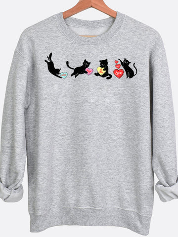 Kittens & Candy Hearts Graphic Sweatshirt