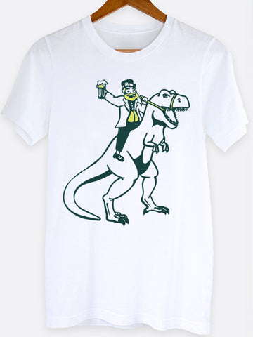 Leprechaun Riding Dinosaur Graphic Tee