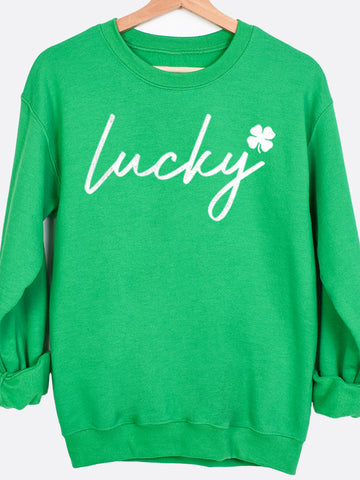 Lucky With Shamrock Graphic Sweatshirt