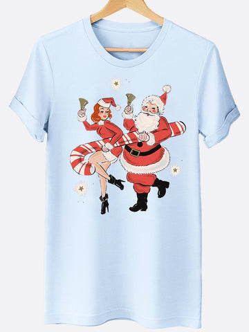 Retro Santa And Elf Graphic Tee