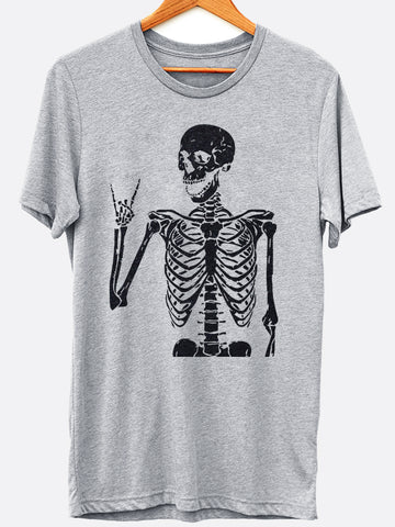 Rock Sign Skeleton Graphic Tee