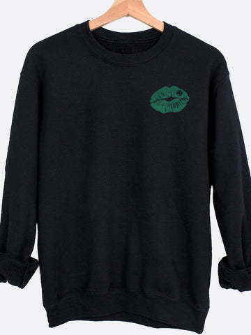 Shamrock Kiss Pocket Graphic Sweatshirt