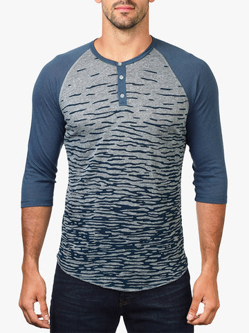 Printed 3/4 Sleeve Henley