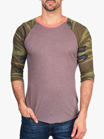 Camo Print Baseball Tee